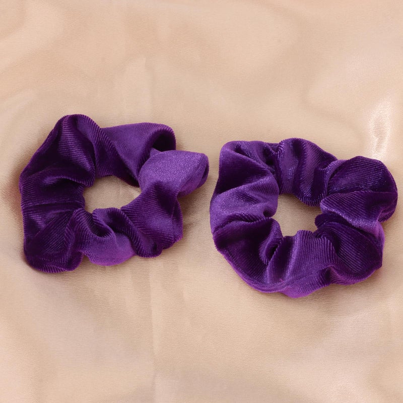 Semato 2 Pcs Velvet Dark Purple Scrunchies Hair Ties Scrunchies for Women Girls Hair Accessories Elastic Hair Ponytail Holder - Image 3
